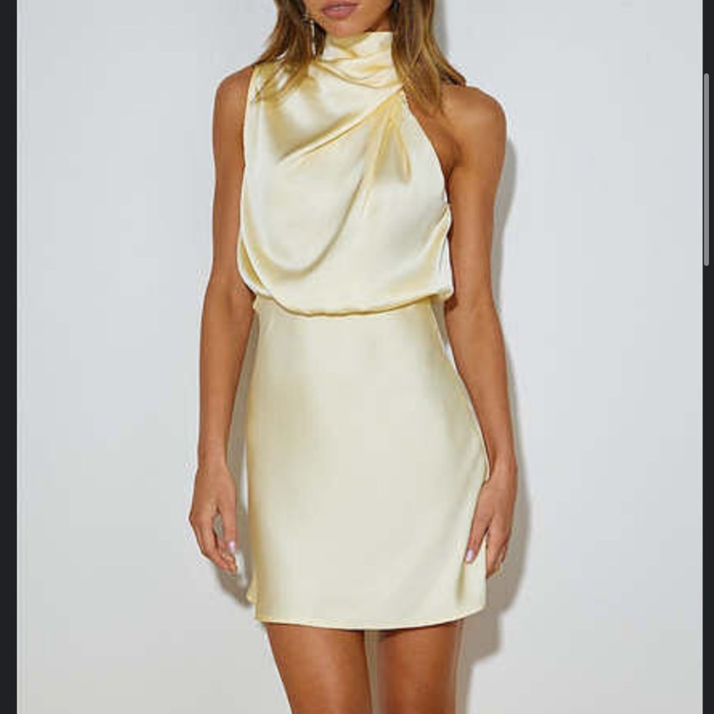 Hello Molly Satin Yellow Mini Dress